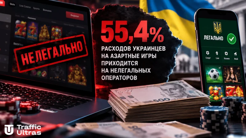 Легальные и нелегальные игорные операторы в Украине — сравнение лицензированных площадок и теневого рынка азартных игр по данным Kantar.
