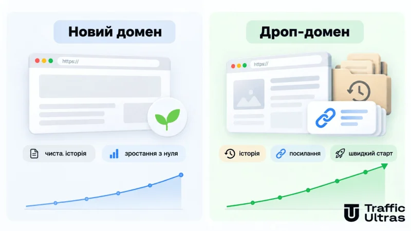 Порівняння нового та дроп-домену для SEO-проєкту в iGaming