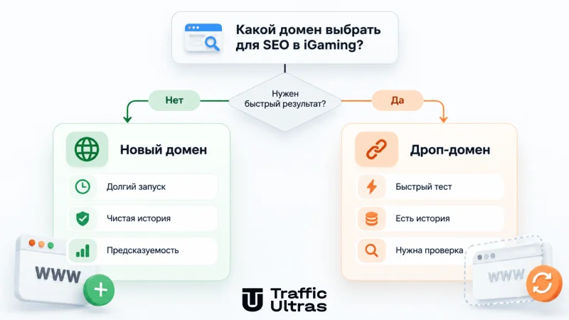 Как выбрать между новым и дроп-доменом для SEO в iGaming