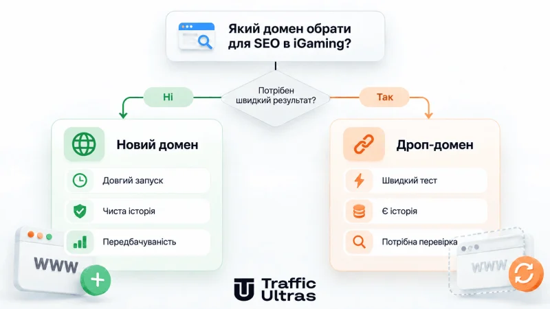 Як обрати між новим і дроп-доменом для SEO в iGaming