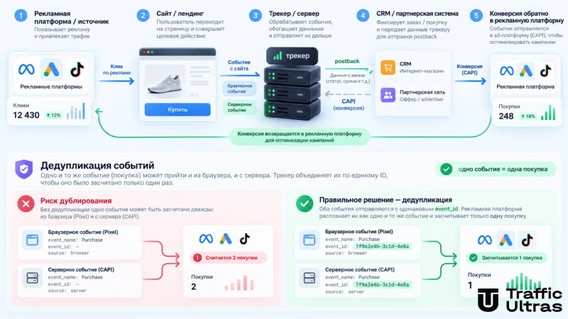 Дедупликация событий при server-side tracking и передаче конверсий в рекламные платформы