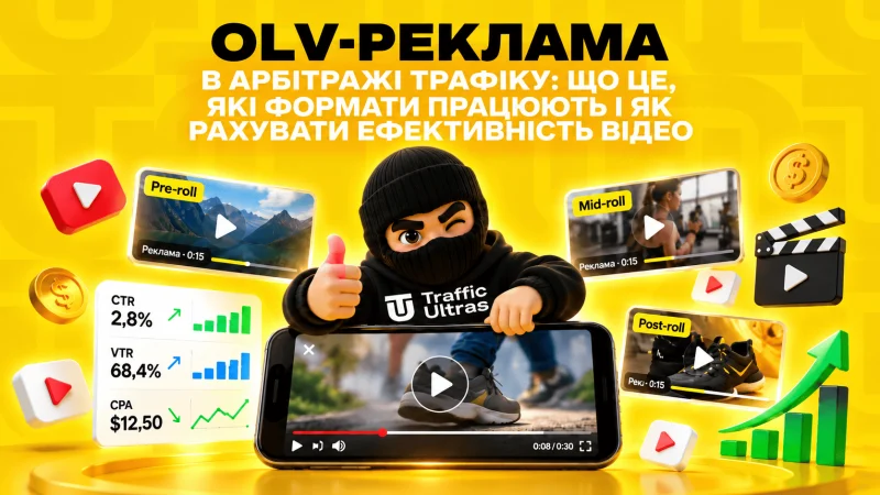 OLV-реклама в арбітражі трафіку: що це, які формати працюють і як оцінювати ефективність відео